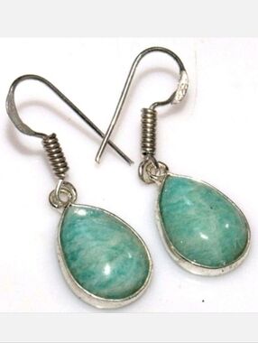 Amazonite Gemstone 925 Sterling Silver Handmade Drop Dangle Earrings